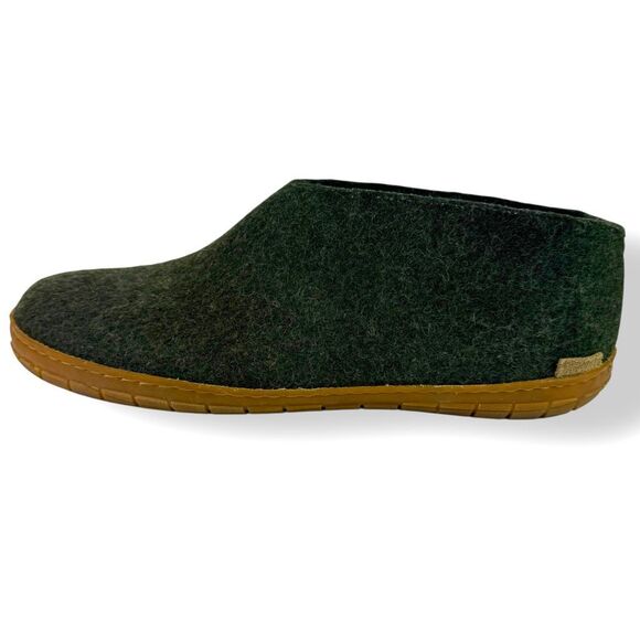 Glerups Wool Slip On Shoes Slippers Loafers Forest Green Honey Rubber 46 / 12 - Picture 6 of 12